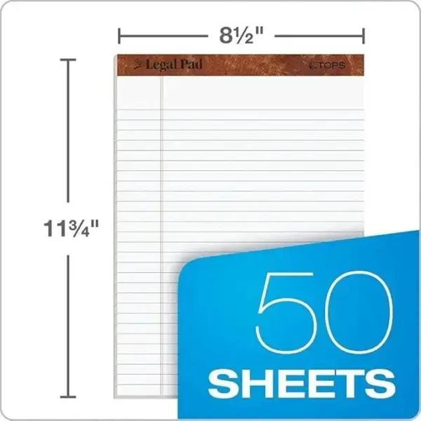 TOPS 8.5 x 11 3/4 Legal Pads, 12 Pack, - Image 2