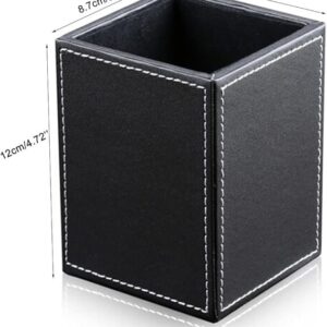 KINGFOM PU Leather Square Pens Pencils Holder Cup Desktop Stationery Organizer Case Office Accessories Container Box (black) Best Office Accessories to Improve Comfort Must-Have Office Accessories to Boost Productivity and Style