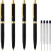 4 Pack Ballpoint Pens, Premium Retractable Metal Ballpoint Pen