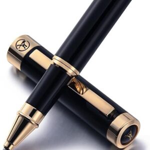 Black Rollerball Pen With 24K Gold Finish, Luxury Grade Craftsmanship Pen