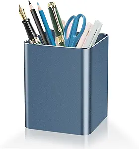 Pen holder,square pen cup, Metal pen pencil holder, desktop pencil cup stationery organization office desktop accessories, suitable for office, school, home and stationery