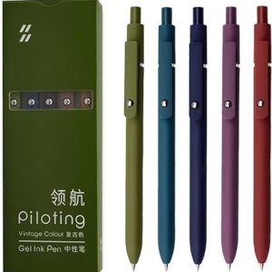 Gel Pens, 5 Pcs 0.5mm Black Ink Pens Fine Point Smooth Writing Pens with Silicone Grip