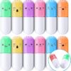 Zonon 12 Pieces Mini Pill Shaped Highlighter Pens Cute Face Graffiti Marker Pens Girls Stationery Kawaii Pens for Students Office School Home