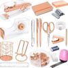 17PCS Office Supplies and Accessories Set Desk Accessories, Notebook, Acrylic Stapler, Staple Remover, Tape Dispenser, Clips, ID Roller, Scissor, Utility Knife, Phone Holder, Pen, Pen Holder
