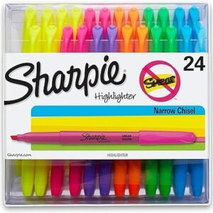 Sharpie Pocket Highlighters | Chisel Tip Highlighters, Assorted Colors, 24 Count