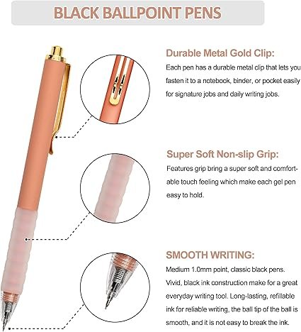 Linbsunne Ballpoint Pens Medium Point 1mm Black Ink Work Pen with Super Soft Grip - Image 7