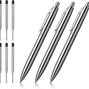 3 Pcs Retractable Metal Ballpoint Pens, for Gift, Business, Office, 1.0mm Medium Point