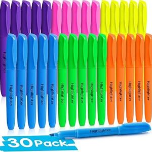 30 Count Highlighters, Chisel Tip Dry-Quickly Highlighter Markers, Highlighters Assorted Colors for Adult And Kids