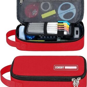 ECHSRT Large Pencil Case, Aesthetic Pen Pouch with Big Capacity, Minimalist Portable Stationery Bag with Handle for Office Organizer Aesthetic Pencil Cases
